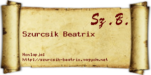 Szurcsik Beatrix névjegykártya